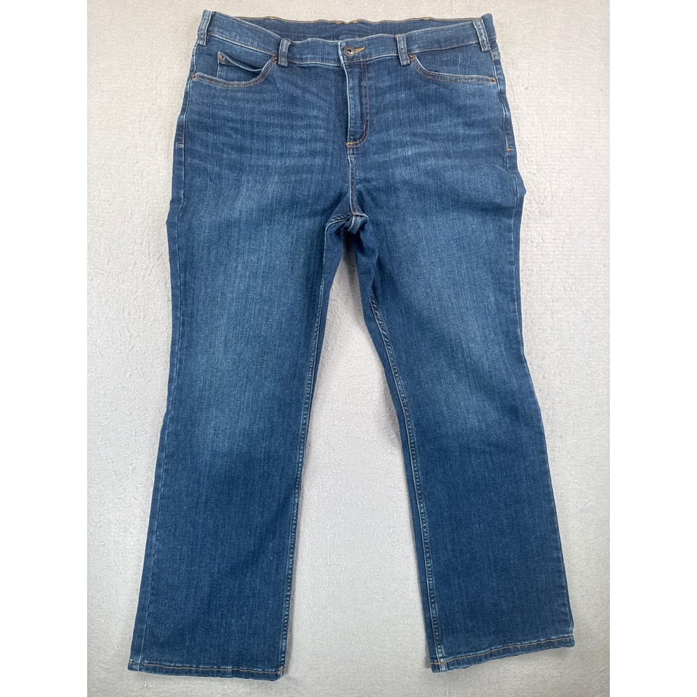 Duluth Trading Co Womens 16 Daily Denim Straight Leg Jeans Blue Stretch